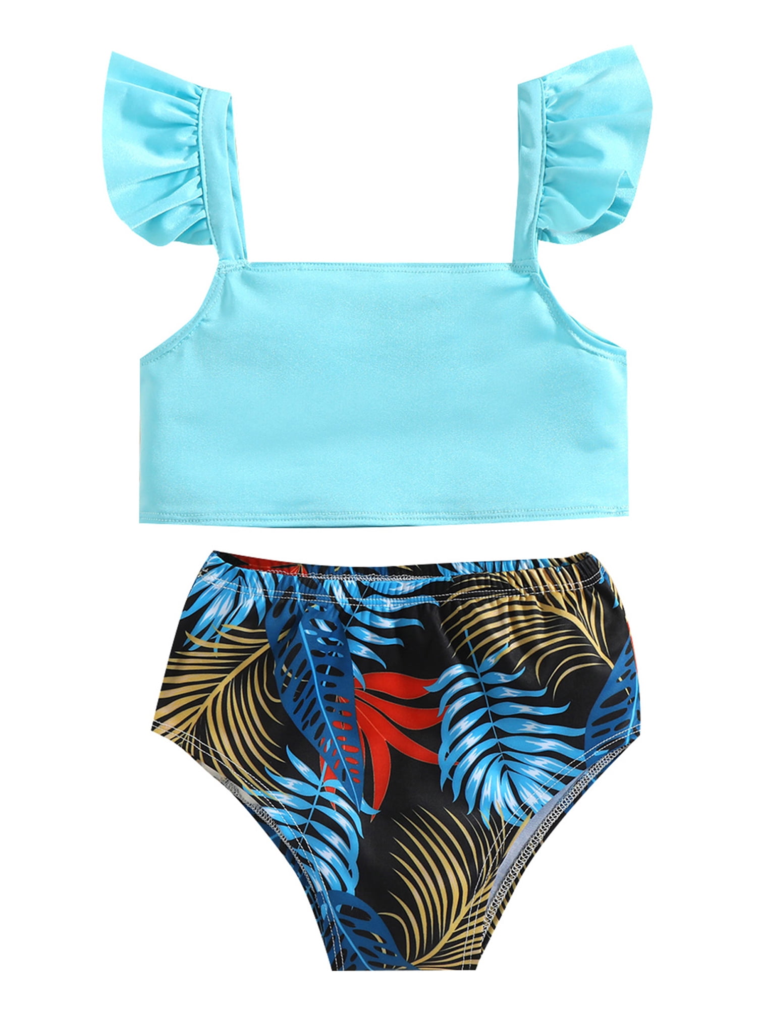 Kids Baby Girls 2 Piece Swimsuit Sleeveless Bathing Suits Cute Swimwear