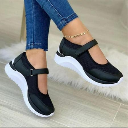 

Fanxing Women s Closed Toe Casual Sneaker Sandals Breathable Mesh Fabric Cushioned Loafer Hook And Loop Comfort Platform Sandals