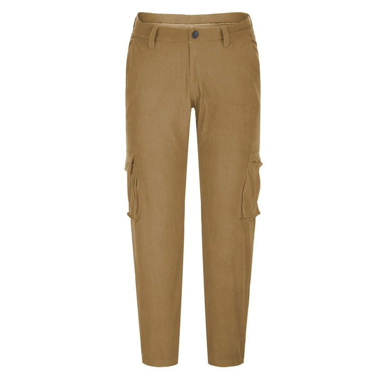 Hfyihgf Mens Corduroy Cargo Pants Athletic Casual Loose Straight