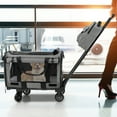 thumbnail image 2 of Gymax Cat Carrier with Wheels Large Rolling Cat Dog Carrier w/Telescopic Handle Grey, 2 of 10