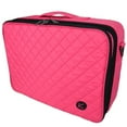 thumbnail image 3 of Professional On The Go Makeup Train Case Cosmetic Travel Storage Organizer Bag with Dividers and Brush Pockets (Pink), 3 of 9