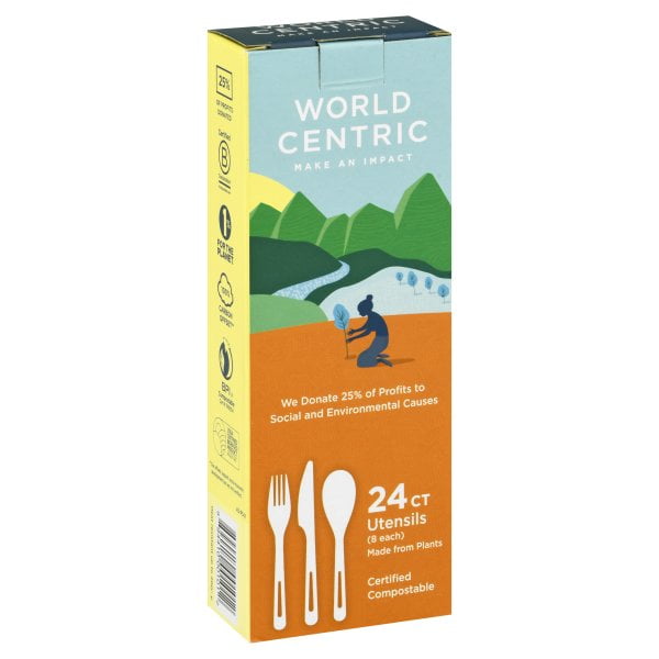 World Centric Assorted Cutlery TPLA Compostable Pack of 24