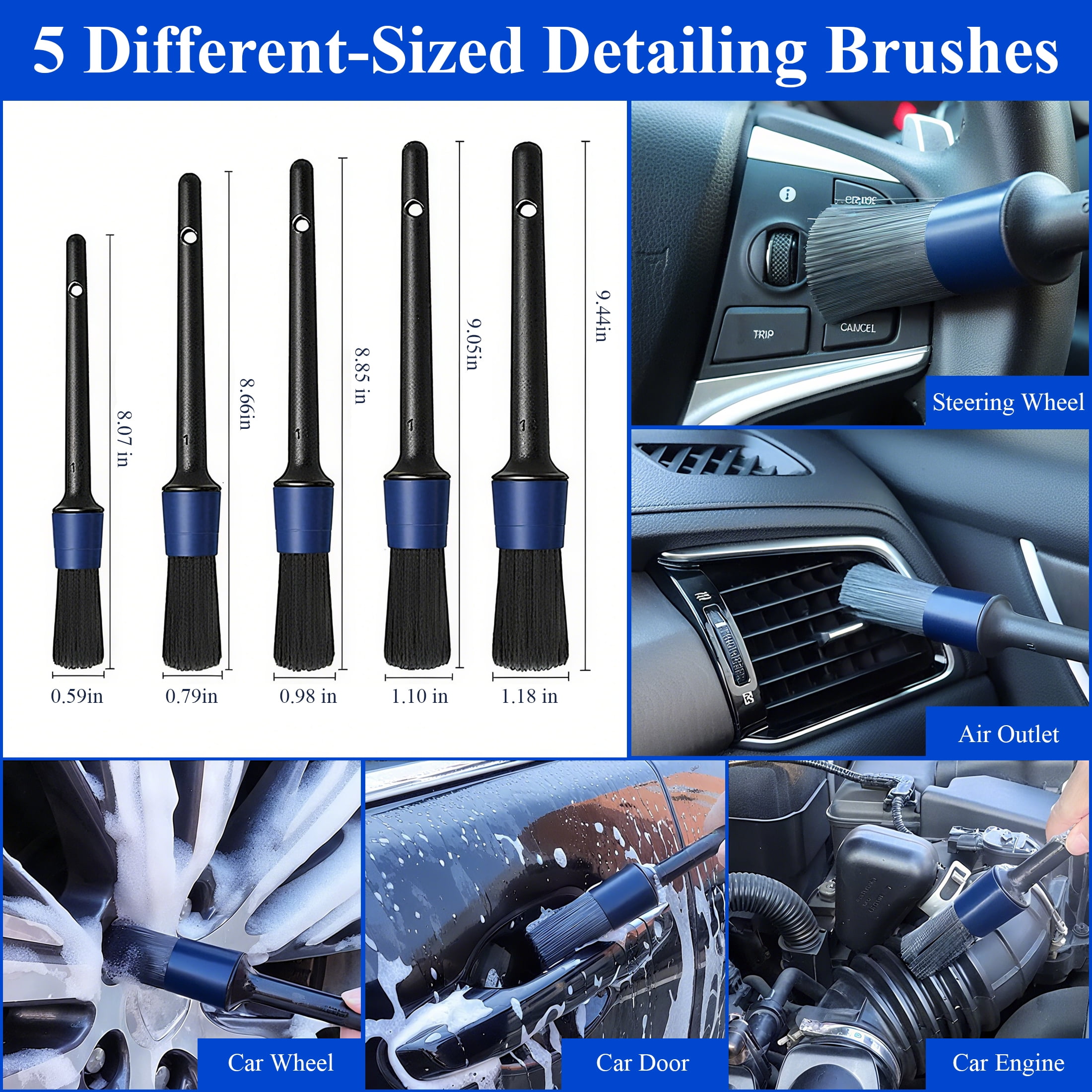 cyrico 30PCS Car Detailing Kit, Car Wash Brush Set and Auto Detailing Tools for Interior Exterior Wheels,Professional Car Care Kit