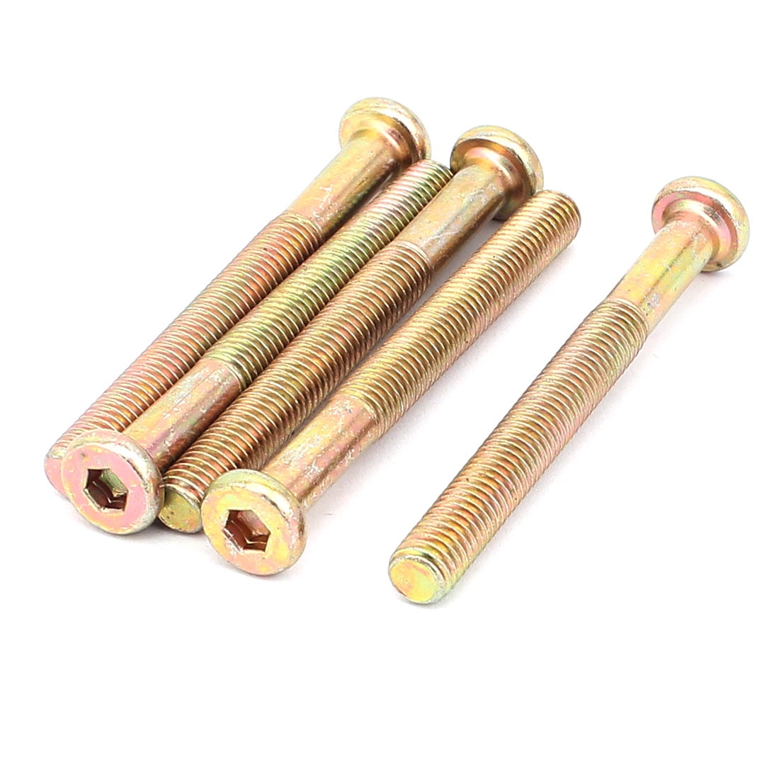 Uxcell M8 X 75mm Male Threaded Hex Socket Head Cap Screw Bolt Bronze Tone 5 Pack