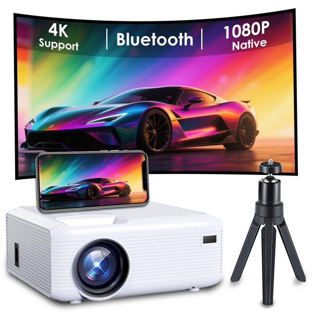 Miniproyector KEJOG Native 1080P 4K compatible con Bluetooth 5.2