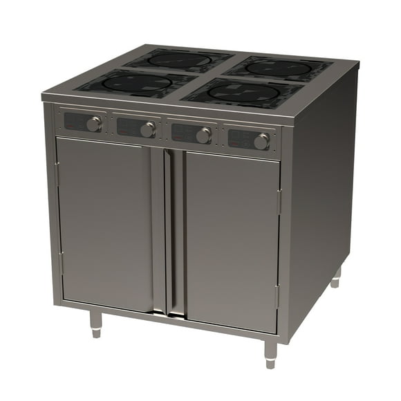 Spring USA BOH-1800D 36" Cooking Cart w/ (4) Induction Stove, Silver