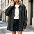 thumbnail image 5 of IUYRTFE Women's Retro Button Down Denim Jacket Long Sleeve Collared Shacket with Pockets Casual Oversized Outerwear, 5 of 8