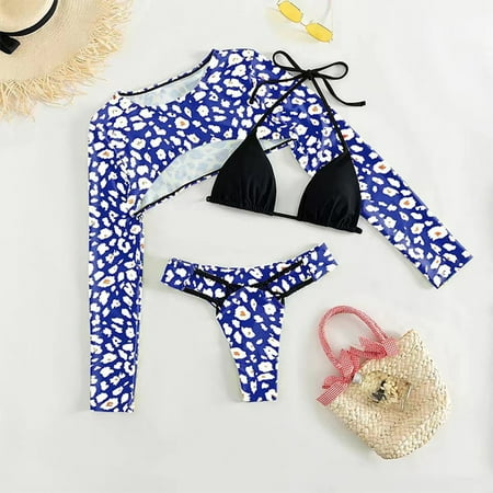 

Finelylove Swimsuits For Women Lightly Lined Sport Bra Style Bikini Blue M