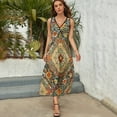 thumbnail image 3 of Heritage Bohemian Floral Traditional Moroccan Style Dress Summer Street Style Bohemia Long Dresses Female Sleeveless Printed Maxi Dress, 3 of 9