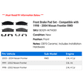 thumbnail image 2 of Front Brake Pad Set - Compatible with 1998 - 2004 Nissan Frontier RWD 1999 2000 2001 2002 2003, 2 of 2