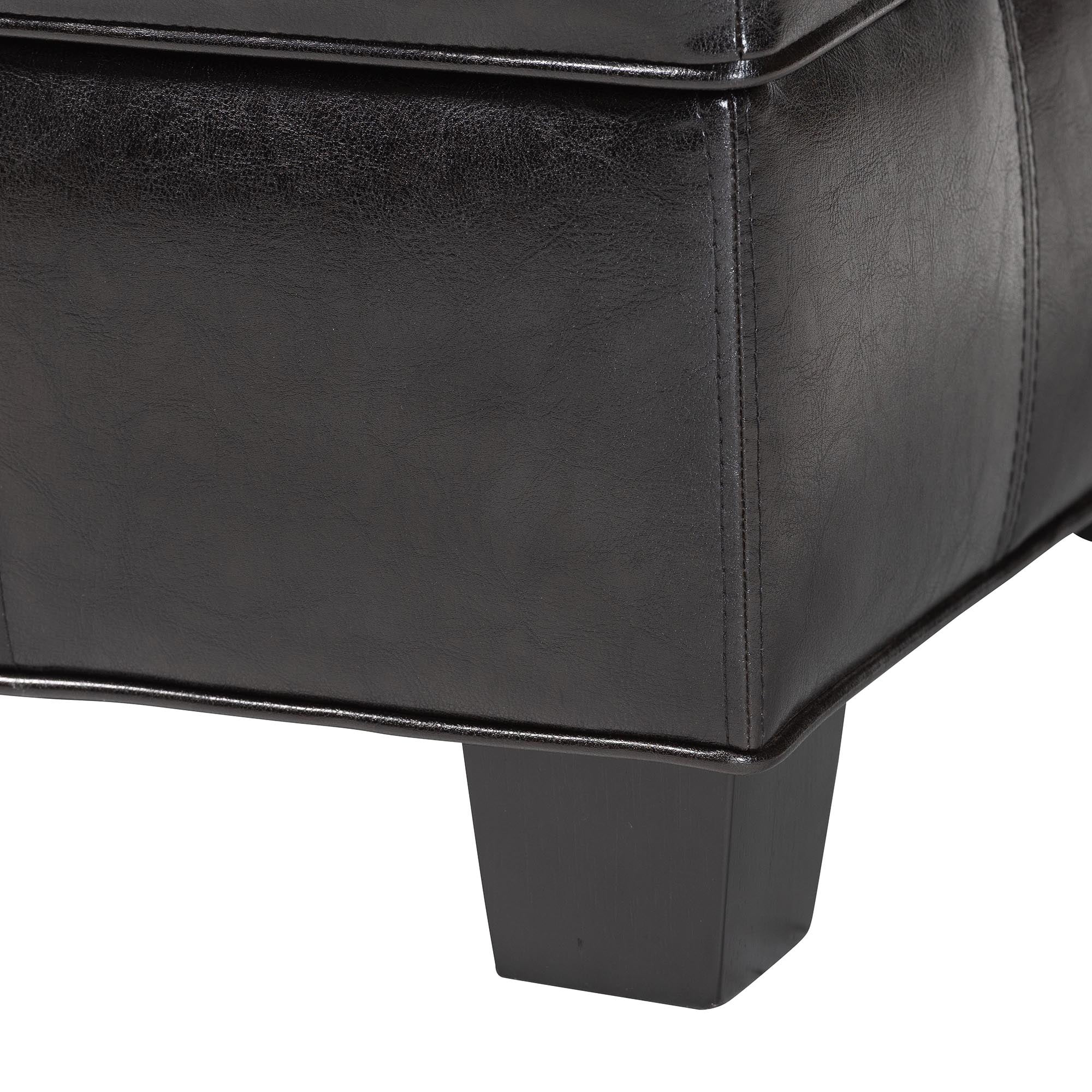 Baxton Studio Agustus Brown Leather Storage Ottoman