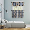thumbnail image 5 of Morocco Orange Kitchen Curtains Sets for Windows 24 Inch Length, Blue Boho Retro Flower Pattern Abstract Rod Pocket Window Treatments Tier Curtains and Valances Set for Bedroom/Bathroom, 5 of 8