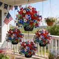 thumbnail image 6 of TanSiDing 4th Of July Artificial Topiary Ball Patriotic Outdoor Faux Topiary With Ground Stake Red White Blue Independence Day Decorations For Garden Porch Planter, 6 of 7