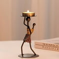 thumbnail image 5 of Rustic Metal Candle Holders Set of 2, Pastoral Theme Tabletop Candlesticks for Home Decor and Aromatherapy Candles, 5 of 9