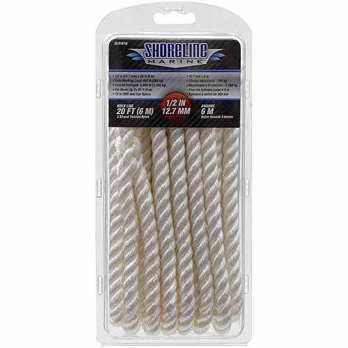 Shoreline Marine Twisted Nylon Dock Line, White
