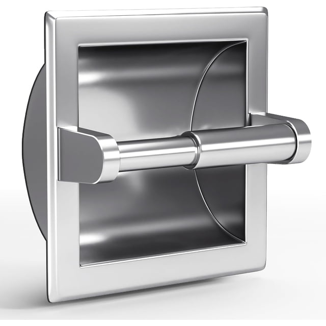 HAHDAXIA Smack Polished Chrome Recessed Toilet Paper Holder - Includes Rear Mounting Bracket