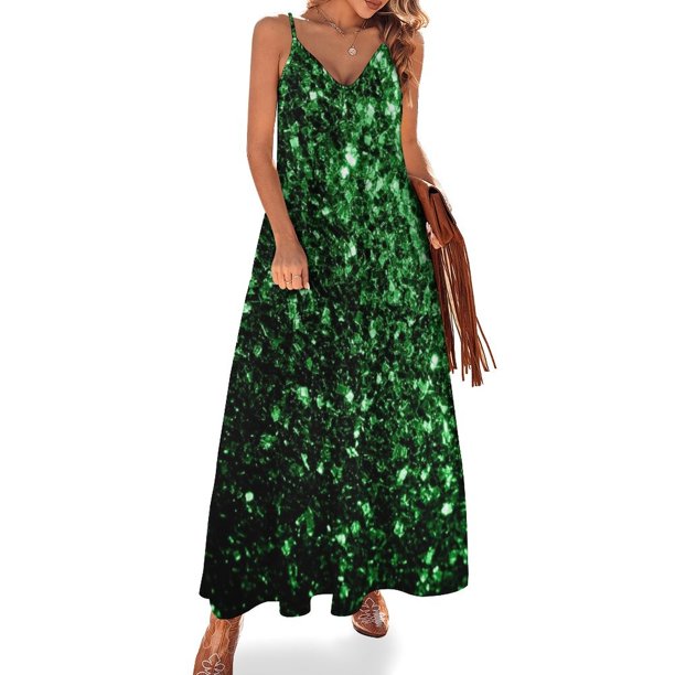 Vestido sin mangas con destellos de purpurina sintética verde oscuro glamuroso Vestido de noche para mujer Vestido de verano Vestidos de noche para mujer