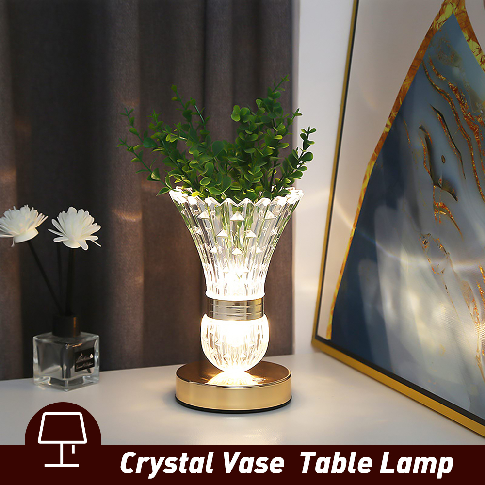 Birthday Gifts for Women/Mom Decorative Diy Vase Table Lamp, Usb Rechargeable Touch Bedside Night Light for Bedroom