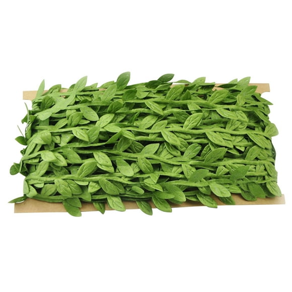 40M Artificial Green Leaves Fabric Willow Leaves Fake Rattan Wicker Twig Garland Decorative Accessories (Green)