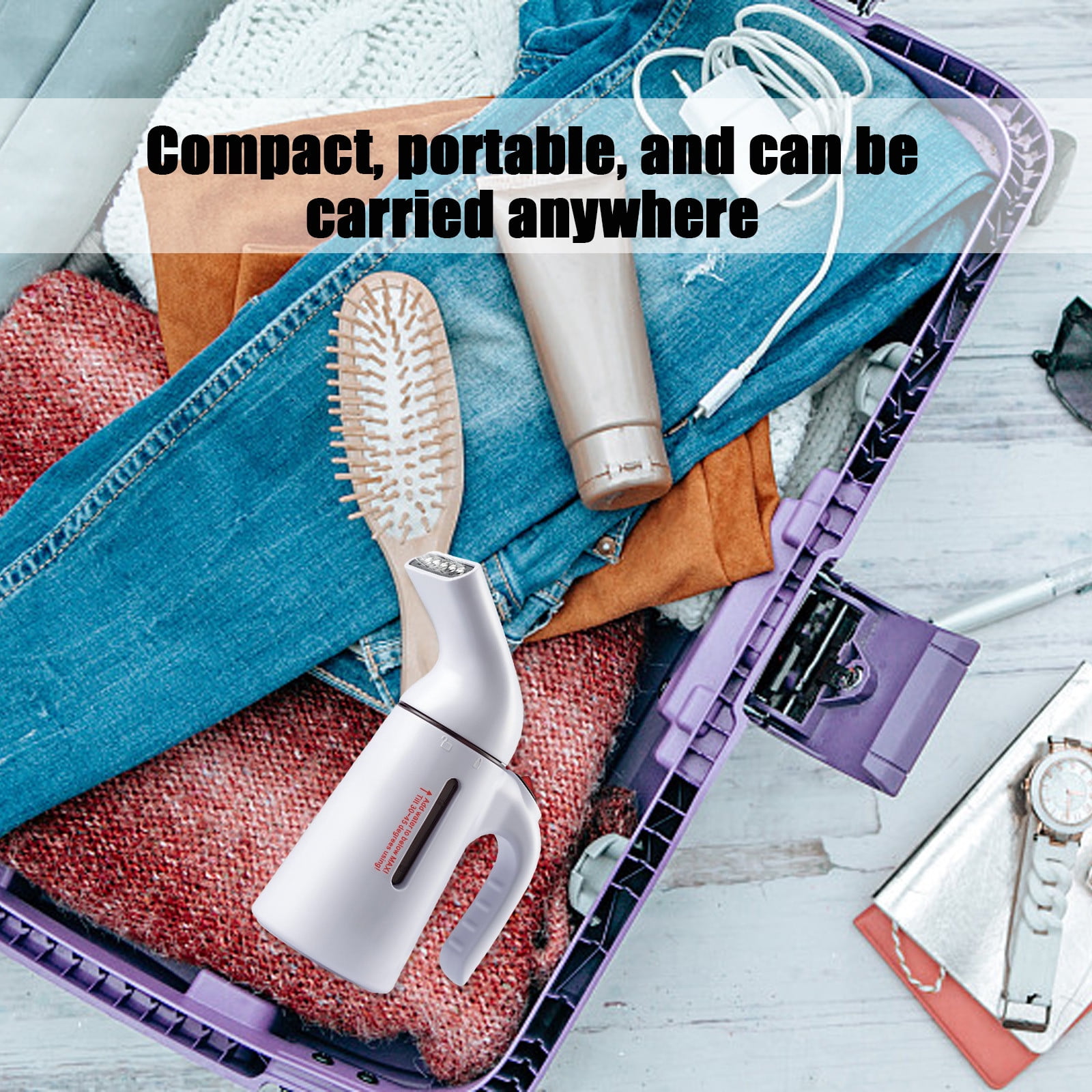 Portable Handheld Steam Iron for Clothes, 304 Stainless Steel, Wrinkle Remover for Travel, Safe for All Fabrics, Ideal for Home & On-the-Go white