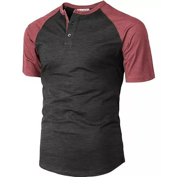Playera Henley Casual Para Hombre Manga Corta Con Botones