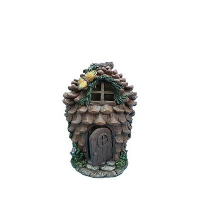 Hi-Line Gift 72042-12 Fée Jardin - Maison en Pomme de Pin avec Papillon