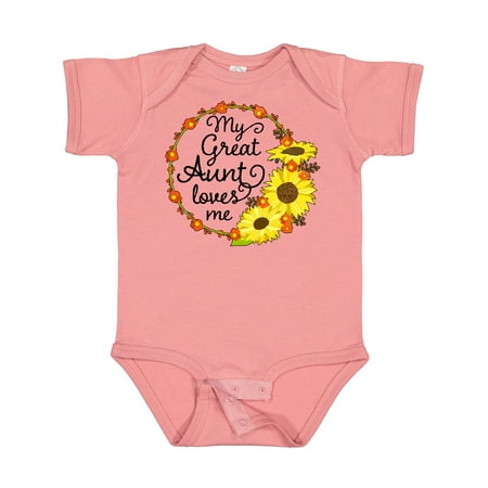 

Inktastic My Great Aunt Loves Me with Sunflower Wreath Gift Baby Boy or Baby Girl Bodysuit