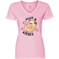 thumbnail image 3 of Inktastic Valentines Day Pugs & Kisses with Hearts Women's V-Neck T-Shirt, 3 of 5