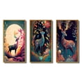 thumbnail image 2 of Designart "Majestic Buck Roaming in the Woods I" Animal Landscape Framed Wall Art Set Of 3 - Cream Children's Art Frame Canvas Set For Living Room Decor, 2 of 6