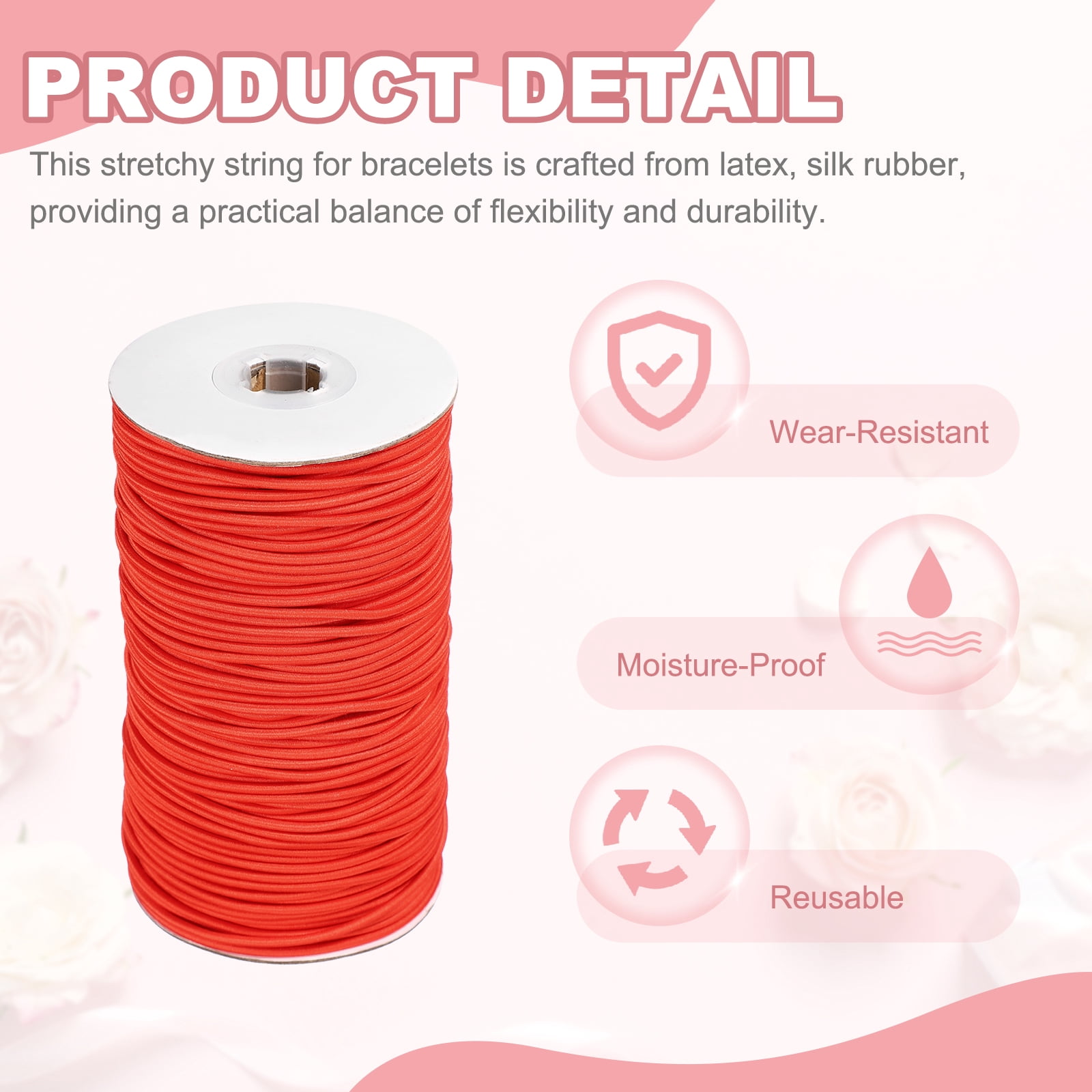 Uxcell Stretchy String for Bracelets, Elastic Crystal Thread Stretch Elastic Beading Cord 2.5mm & Red-Fitting For(Bracelets/Sewing/Beading/Necklace/Jewelry Making/Crafts DIY)