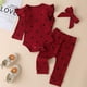 thumbnail image 3 of Conjunto de ropa Fullfamous para bebés y niñas, mameluco de otoño y Navidad, de 3 a 6 meses, corazón de vino, 3 of 6