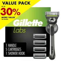Gillette Labs with Exfoliating Bar Shaving Razor for Men, 1 Handle, 5 Razor Blade Refills, 1 Shower Hanger