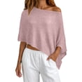 thumbnail image 3 of WZXFASHION Shirts for Women Batwing Sleeve Semi Transparent Crochet Knit Lightweight Soft Cover Up for Beach Daily Vacation Outfits, 3 of 5