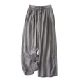 thumbnail image 1 of Yuyuzo Womens Cotton Linen Pants Drawstring High Waisted Wide Leg Flowy Trousers with Pockets, 1 of 7