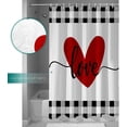 thumbnail image 3 of Fabric Bathroom Shower Curtain Valentine''s Day Red Sweet Heart Black and White Buffalo Check Waterproof Curtains with 12 Hooks, 72x72 Inch, 3 of 6