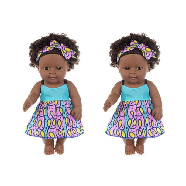 Negro africano negro bebé lindo rizado negro 12 pulgadas vinilo bebé juguete Wmkox8yii shdjk4328