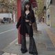 thumbnail image 4 of Y2K Gothic Black Lace Mesh Flared Pants Sexy Harajuku Aesthetic See Through Long Trousers Vintage Women Summer Pants Streetwear, 4 of 4
