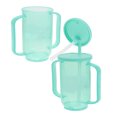 thumbnail image 1 of BESTYASH 2Pcs Patient Sippy Mug With Handles Light Green Plastic Spill Resistant For Bedridden Elderly, 1 of 8