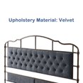 thumbnail image 2 of PORKISS King Size Metal Bed Frame, Velvet Upholstered Platform Bed, King Bed Frame for Adults Teens, No Box Spring Needed, Dark Gray, 2 of 7
