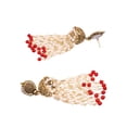 thumbnail image 2 of Crunchy Fashion Bollywood Jewellery Traditional Ethnic Bridal Bride Wedding Bridesmaid Punjabi Traditional Gold Finished Red & White Kundan Pearl Jhumki Style Earrings, 2 of 3
