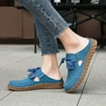 thumbnail image 4 of Clog Mules for Women 2025 Boho Ethnic Casual Suede Tassel Slip on Penny Loafers Walking Flats Sandals Shoes, 4 of 8