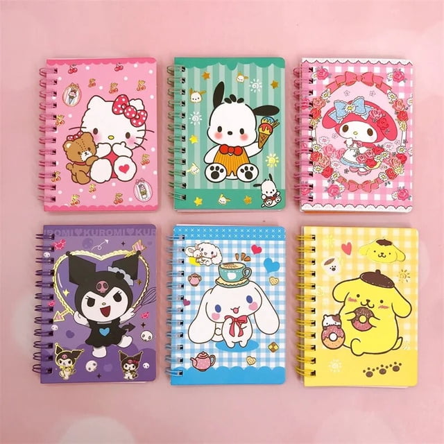 Sanrio-libro práctico con cara dura, libreta con dibujo animado de Kuromi Pochacco Cinnamoroll, de Color impreso, con melodía