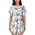 thumbnail image 1 of Fotbe Cute French Bulldog Conjunto de Pijama Estampado para Mujer, 2 Piezas, Ropa de Dormir con Camiseta de Manga Corta y Shorts Suaves-4X-Large, 1 of 6