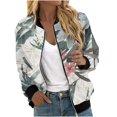 thumbnail image 5 of DondPO Bomber Jacket Women Women Autumn Fashion Leisure Square Thin Pocket Jacket Blouse Coat Baseball Top Jackets for Women Trendy Floral Jackets for Women Gray S, 5 of 5