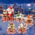 thumbnail image 1 of ZHAOCHENG Letreros de jardín con luces LED para decoración de trenes navideños, juego de tren con muñeco de nieve, elfo y Papá Noel, letreros de césped con estacas para el jardín de Navidad, 3 piezas, 1 of 5