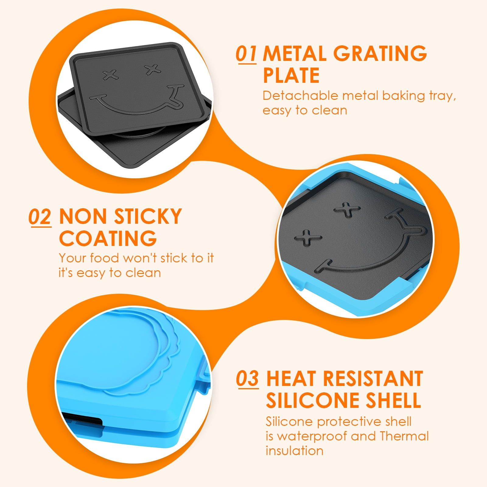 Grusce Microwave Sandwich Maker, Toastie Maker, Sandwich Toaster, 3 Minute Microwave Toastie Grill, Safe Panini Press Dishwasher Safe for Travel Office Dorm RV