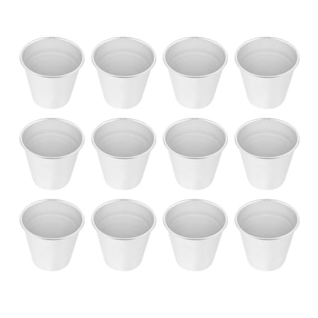 12 Pcs Alloy Pudding Cup Pans Round Cake Foil Baking Cups Silver