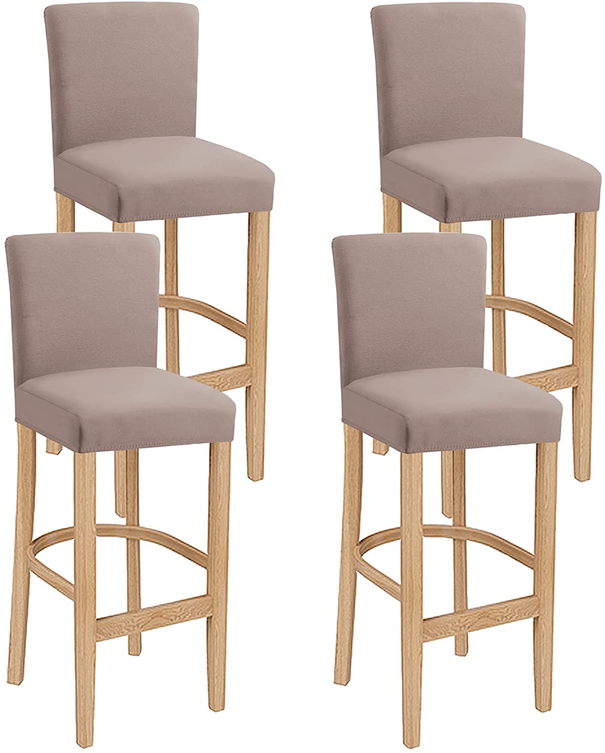 Stretch Bar Stool Covers Pub Counter Stool Chair Slipcover for Dining Room Cafe Furniture Bar Stool Slipcover Washable Removable High Stool Seat Cover with Back(Sand,Set of 4)