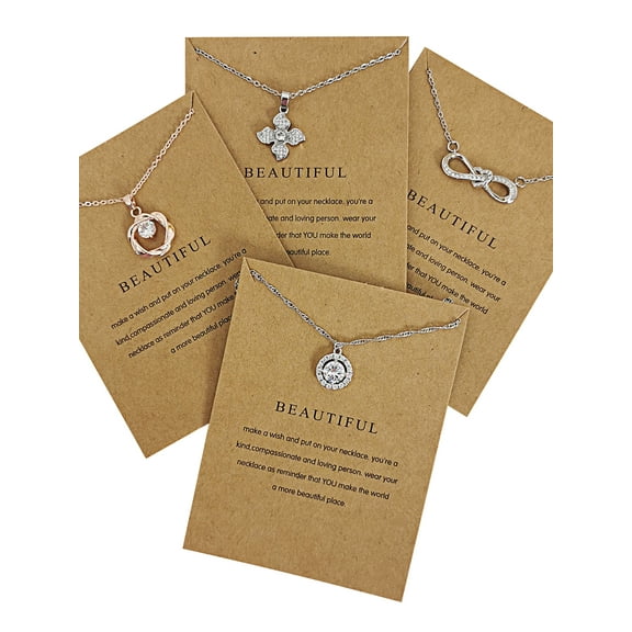 UIONEN Zircon Pendant Necklace for Women Round Flower 4pc Necklace Set