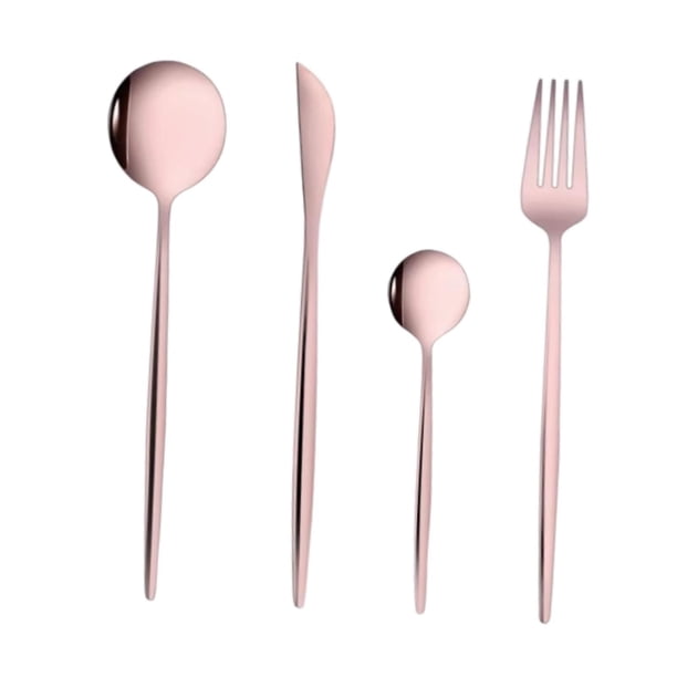 Juego de cubiertos de cocina de 4 piezas, vajilla multifuncional, utensilios para servir carne Oro rosa